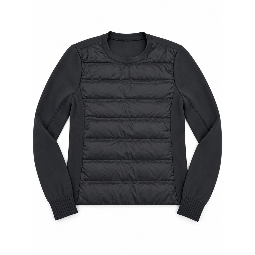 Lululemon Down & Around Crew Black Insulated Pullover W4AGBS Size 6 Athleisure - Picture 2 of 11